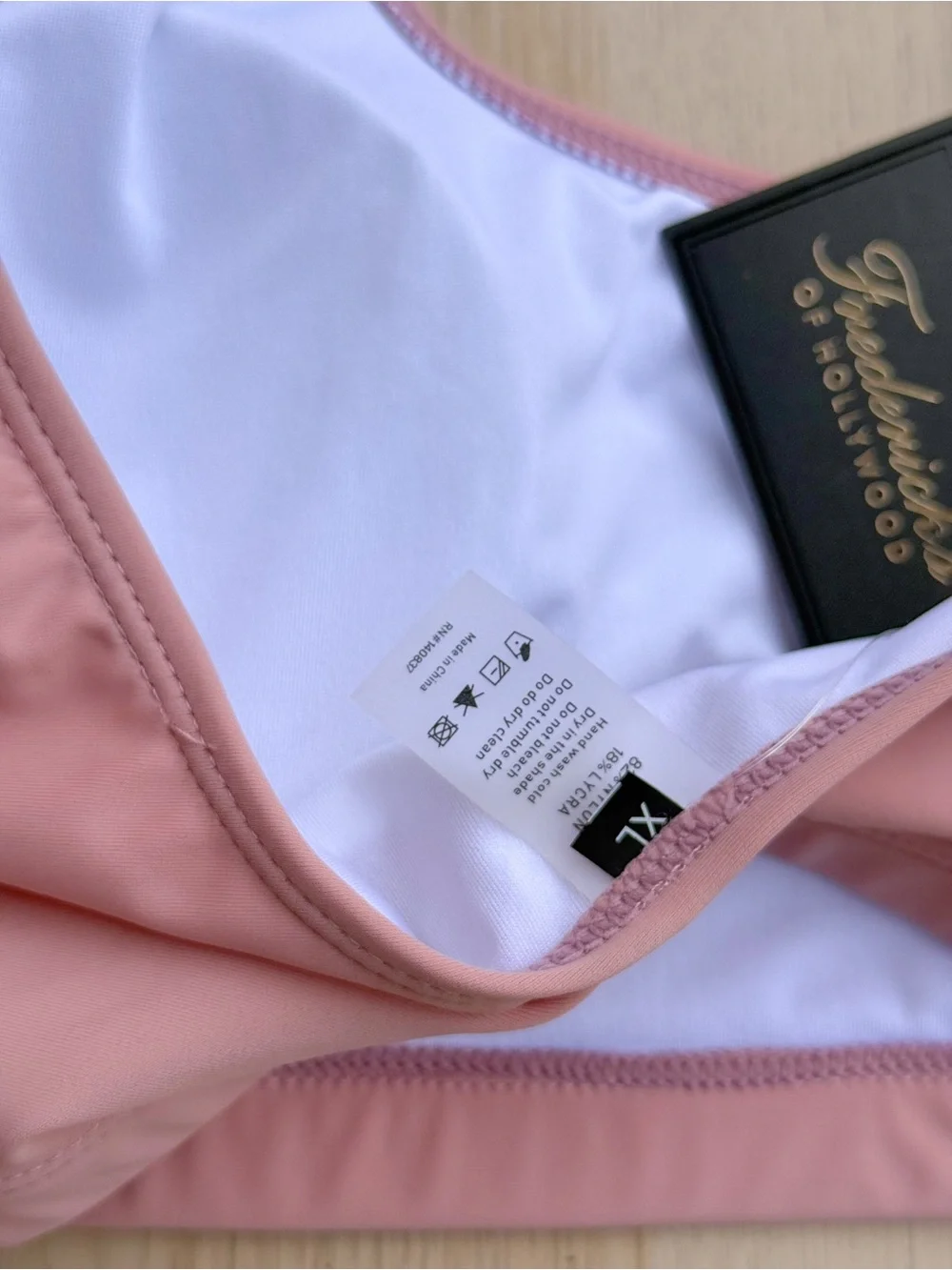 Frederick’s of Hollywood Vedra Bikini Top Ballerina Blush Pink Tank Shoulder XL
